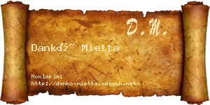 Dankó Mietta névjegykártya